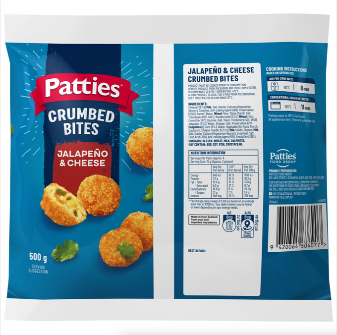 Patties Jalapeno & Cheese Bites 25g (5 x 500g)