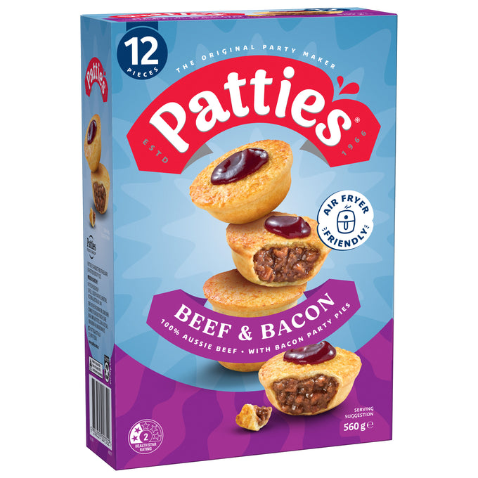 Patties Beef & Bacon Party Pie 6x560g